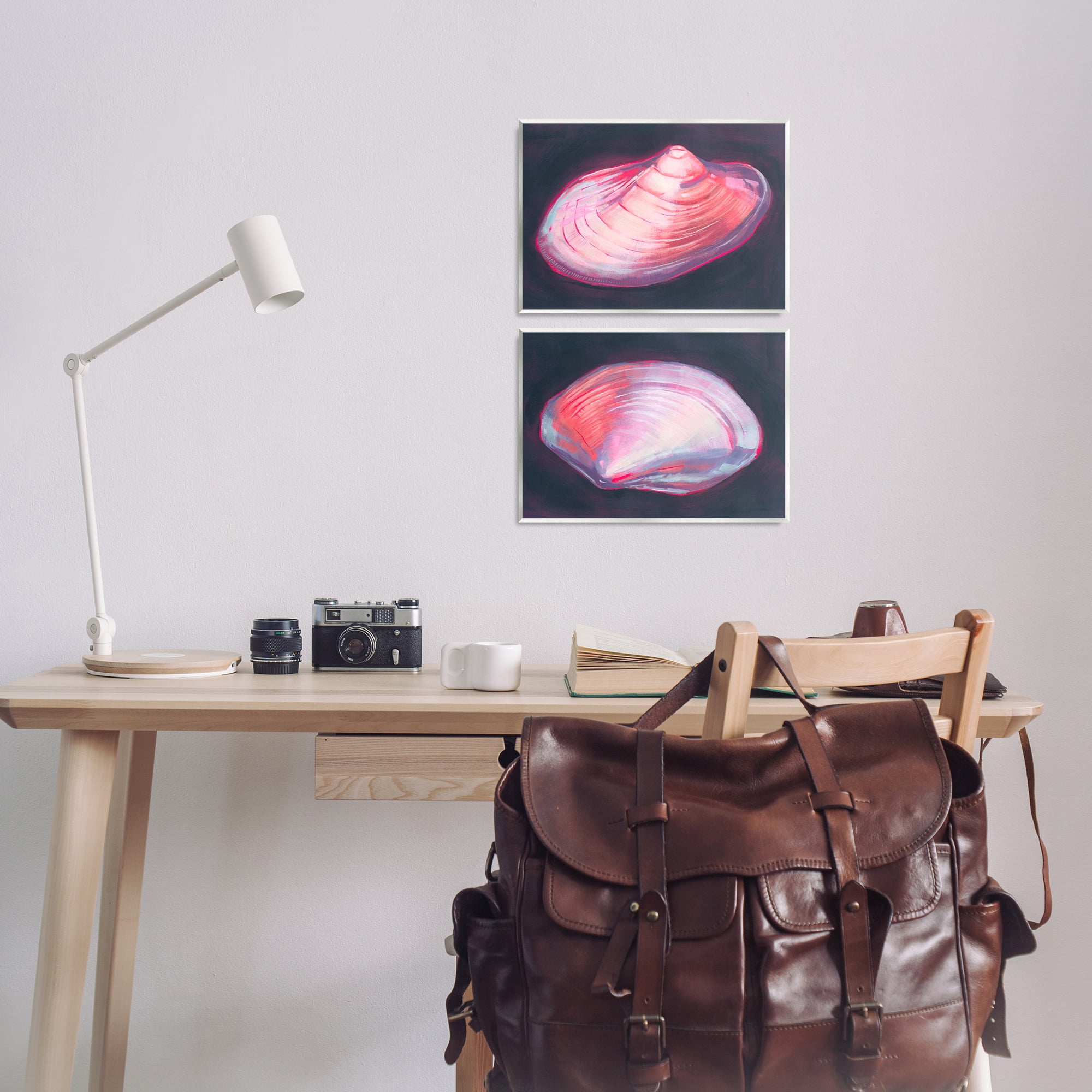 Stupell Industries Pink Clam Shells Nautical & Beach Painting Unframed Art Print Wall Art, 14 x 11, Set of 2