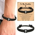 thumbnail image 2 of tkerinse Cross Braided Rope Bracelet for Men Boys, Adjustable Braided Rope Cross Bracelet, Christian Baptism Cross Relationship Friendship Rope Wristband Gifts for Son Brother Dad Grandfather R1Z6, 2 of 6