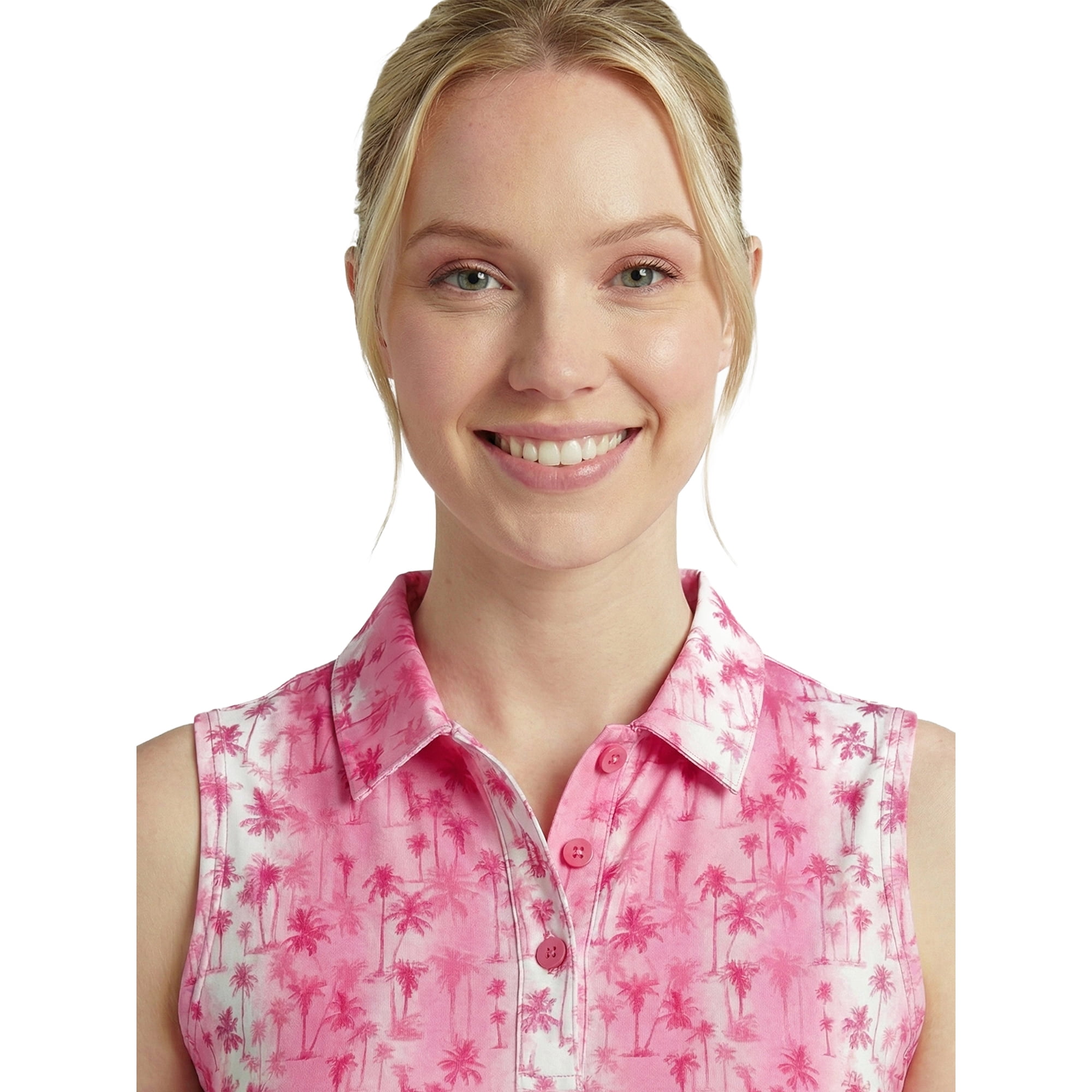 Birdie Bound Women's Gemma Sleeveless Print Golf Polo Shirt with UPF 30+, Sizes XS-XXL