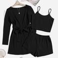 thumbnail image 4 of Kelon Ensembles de Pyjama pour Femmes Liquidation Pyjamas en Dentelle pour Femmes Ensemble de 3 Pcs Tenue d'Intérieur Pyjama avec Peignoirs Ensemble Robe de Chambre Courte Ensemble de Maison Courte Décontracté Ensemble de Combine, 4 of 5
