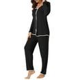 thumbnail image 4 of INSPIRE CHIC Women's Lounge Sets Long Sleeves Knit Pullover Tops with Pants Pajama Sets XL Black, 4 of 6