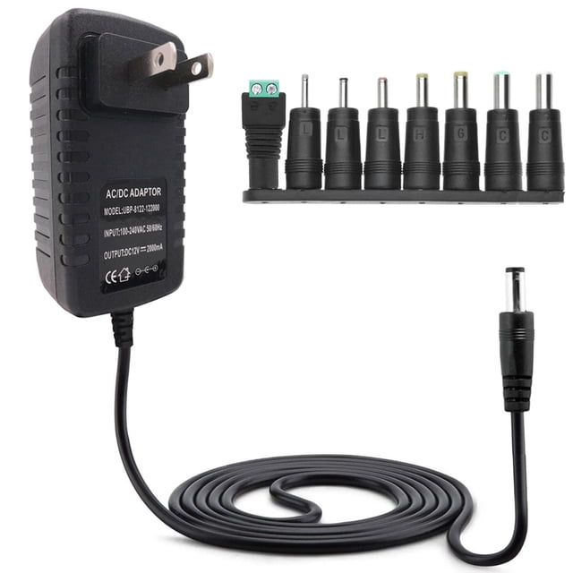 Adaptador de Corriente, Cargador de Alimentación 12V 2A con 8 Conector, Cargador de Pared para Tira