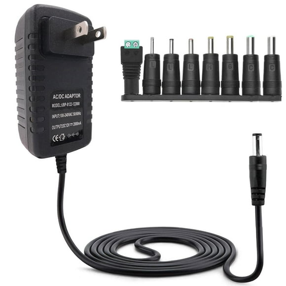 Adaptador de Corriente, Cargador de Alimentación 12V 2A con 8 Conector, Cargador de Pared para Tira