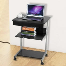 Portable Modern Wooden Rolling Mobile Standing Computer Laptop