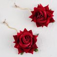 thumbnail image 4 of Red Rose Drop Dangle Earrings Flower Gardening Fashion Jewelry For Women Gifts, 4 of 6
