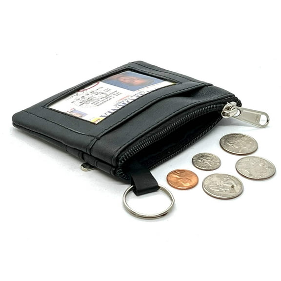 Genuine Leather Coin Purse ID Credit Card Key Holder KeyChain