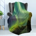 thumbnail image 4 of Aurora Borealis Soft Flannel Fleece Blanket, Highway Road Nordic Rays of Sky Surreal Sun Atmosphere Image, Cozy Plush for Indoor and Outdoor Use, 50" x 60", Blue Lime and Fern Green, by Ambesonne, 4 of 5