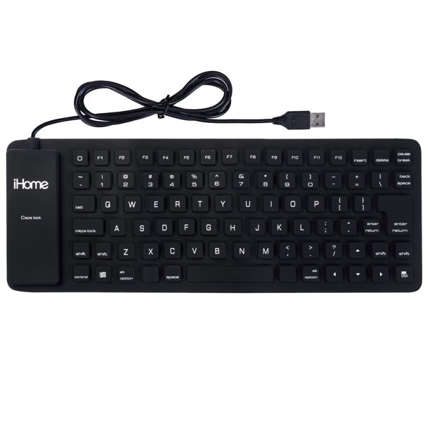 iHome Flexible Portable Travel USB Enabled Keyboard for Windows and Mac