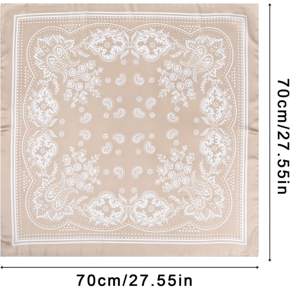 WEIFEI-27 Inches Silk Feeling Square Head Scarf - 4 Pcs Satin Square Head Scarves for Women Hair Bandanas