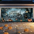 thumbnail image 4 of Dongrere Halloween Garage Door Decoration - Hanging Tapestry, 6x16ft, Pumpkin and Graveyard, 4 of 6