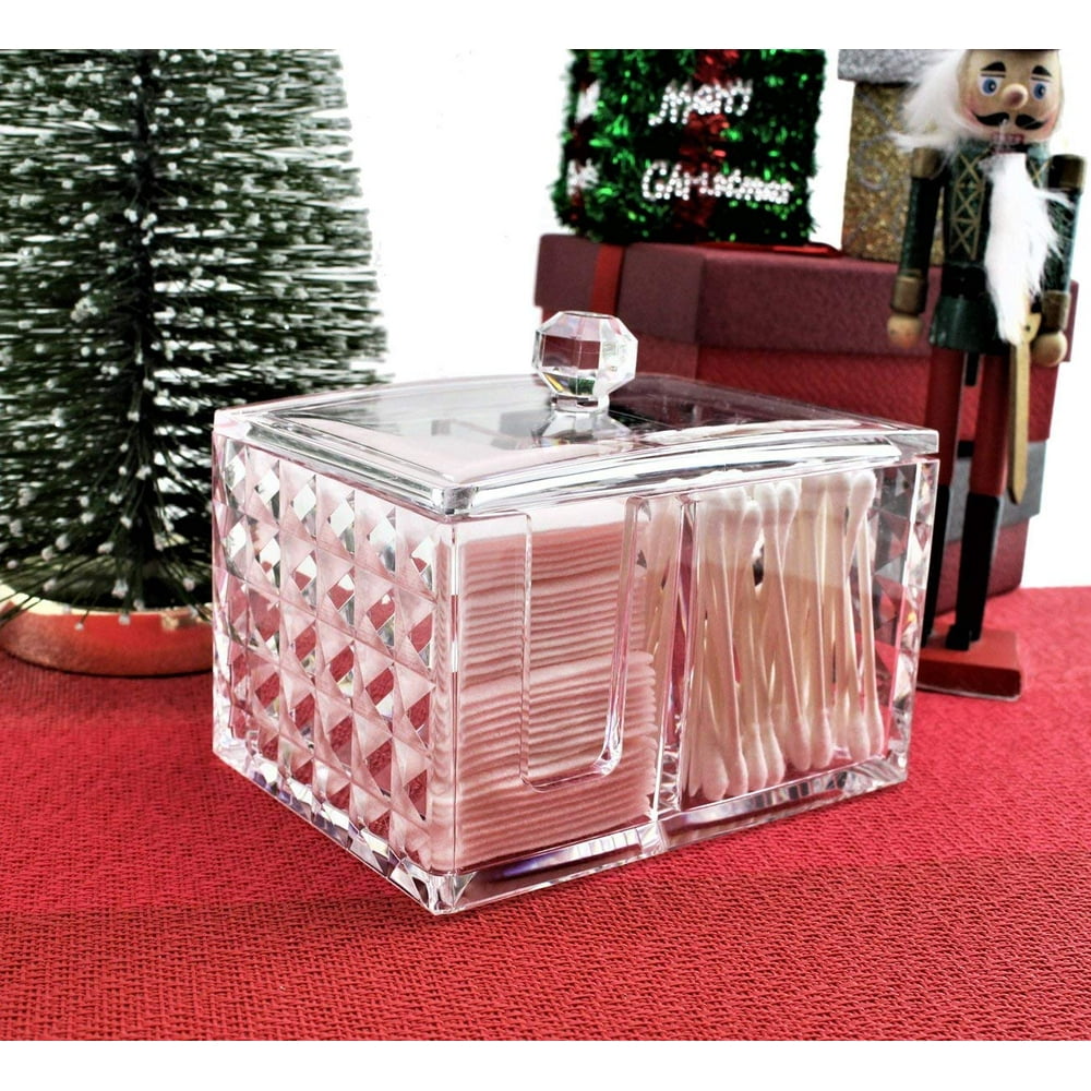 Clear Acrylic Cotton Swab & Cotton Pad Q tip Storage Holder Walmart
