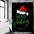 thumbnail image 2 of Christmas Shower Curtain, Green Merry Xmas Bath Bathroom Curtains, Winter Red Santa Hat Merry Whatever Holiday Decors, 72x72 Fabric Waterproof Home Shower Curtain Set with 12 Hooks, 2 of 6