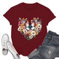 thumbnail image 2 of NAMTYQX Ladies Tops and Blouses Crew Neck Light Looses Casual Short Sleeve Print Oversized Soft Printed Graphic Tees for Women Trendy Wine Size S, 2 of 4