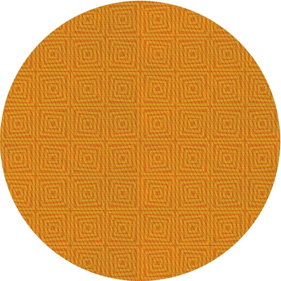 Ahgly Company Indoor Round Patterned Orange Red Orange Area Rugs, 8' Round