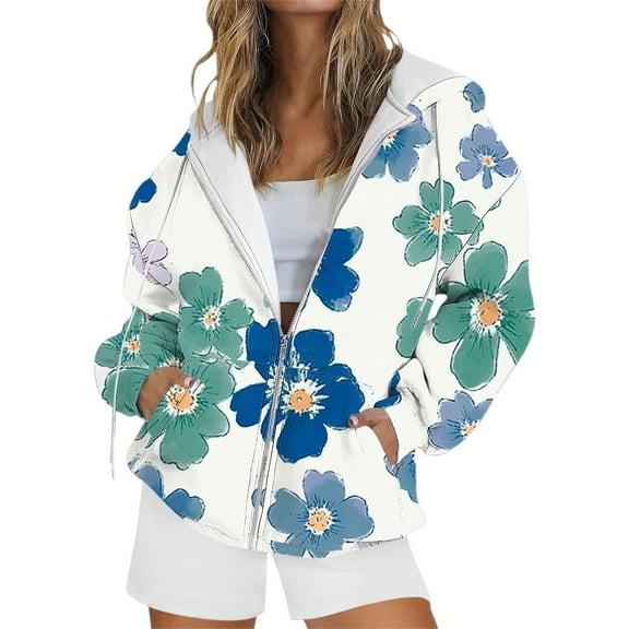 NMMUED Graphic Sweatshirts for Women, Travel Hoodie, Oversized Zip Up Hoodie for Women, Womens Zip Up Hoodies, Zip Up Hoodie Women, Blue 2 L