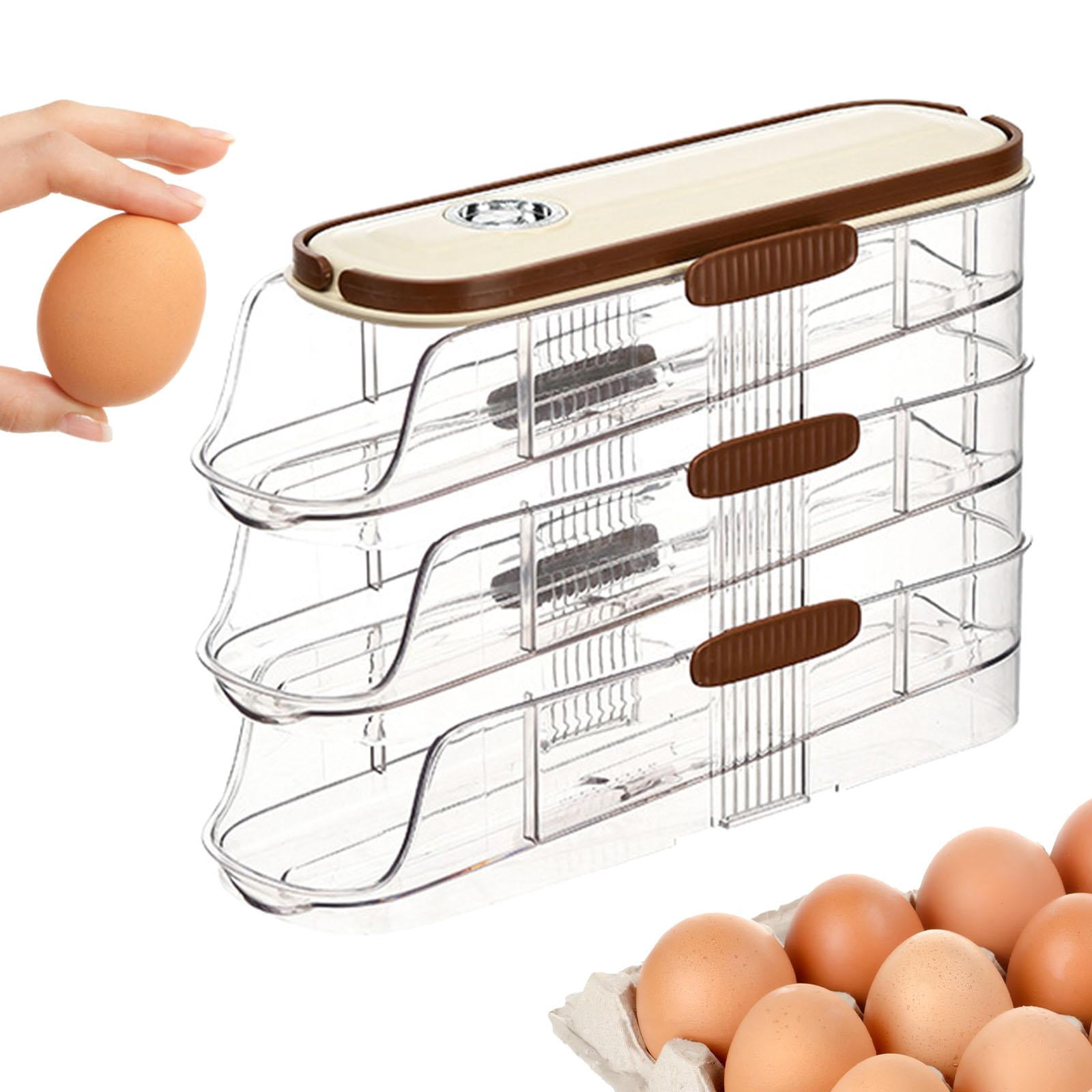 Fiocias Auto Rolling Egg Dispenser Egg Tray Egg Storage Egg Holder for Fridge for Pantry 3 Tiers