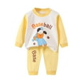 thumbnail image 2 of fnnxnal Baseball Theme Big Boys Pajama Set 7T White - 100% Cotton Sleepwear, Long Sleeve Top & Pants with Cartoon Dog, Easy Dressing Shoulder Buttons, 2 of 5