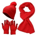 thumbnail image 1 of Winter Cable Knitted Long Scarf Beanie Hat Gloves Mittens Set, 1 of 4