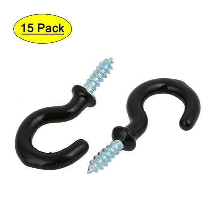 

Uxcell 3/4 Inch Plastic Coated Screw-in Open Cup Ceiling Hooks Hangers Black 15pcs