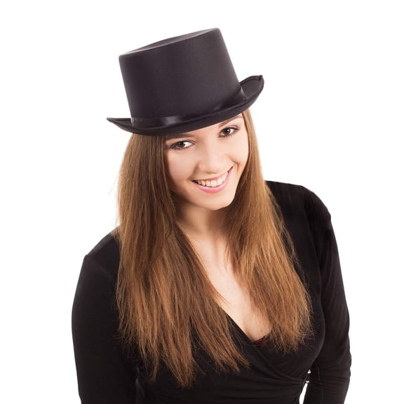 Top Hat Black Satin Look Victorian Costume Topper