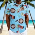 thumbnail image 2 of oelaio Mens Short Sleeve Casual Button Down Shirts Summer Untucked Dress Shirts Beach Wedding Party Shirt Blue M, 2 of 8
