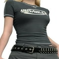 thumbnail image 2 of Femmes Tops Manches Courtes Encolure Imprimée Casual Party Street Grey Pull Shirt, 2 of 7