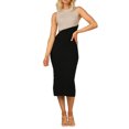 thumbnail image 1 of VISgogo Vestido midi ajustado para mujer, sin mangas, cuello redondo, contraste de colores, vestido largo de patchwork VISgogo  moda, 1 of 9