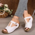 thumbnail image 2 of XUNKUSGA Summer Sandals Women Dressy Soft Arch Support Wedge Sandals for Women Classic Comfortable Casual Open Toe Hollow Out Beach Sandals,White, 2 of 10