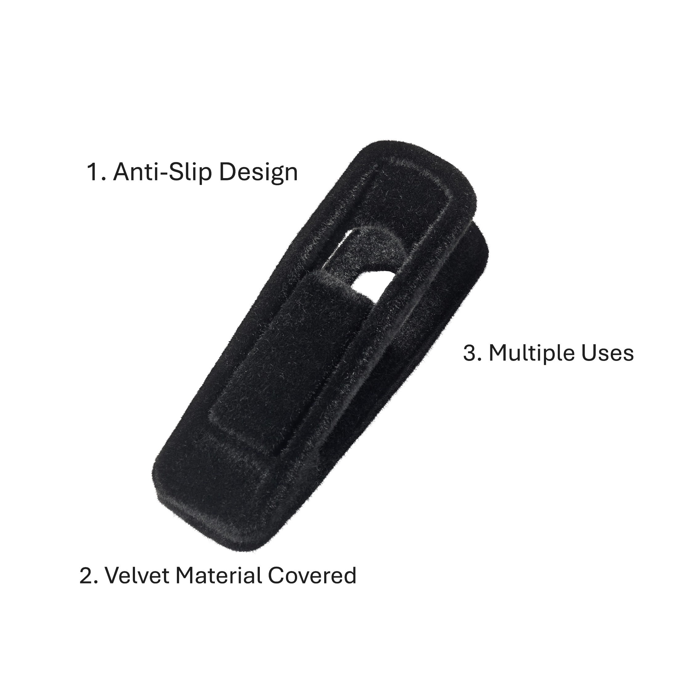 Better Homes & Gardens Velvet Hanger Clips, Non‑Slip Grip, Black, 20‑Count