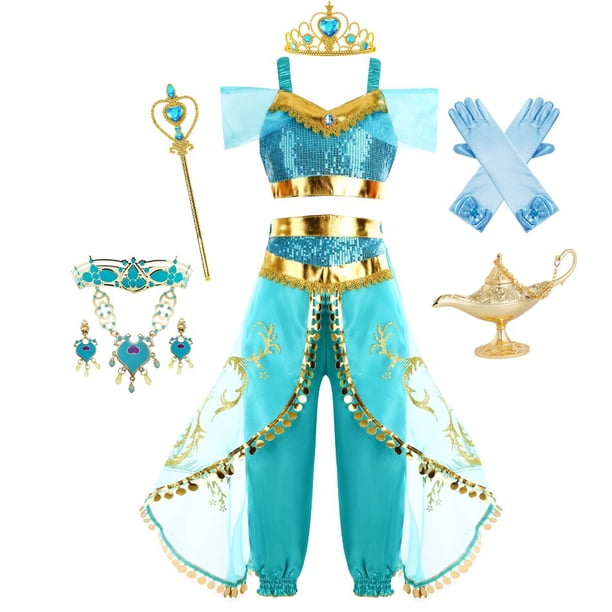 Disfraz de jazmín para niñas, vestido de princesa árabe para fiesta de cumpleaños, Navidad, ropa de Cosplay para bebés de 2 a 10 años Fivean unisex