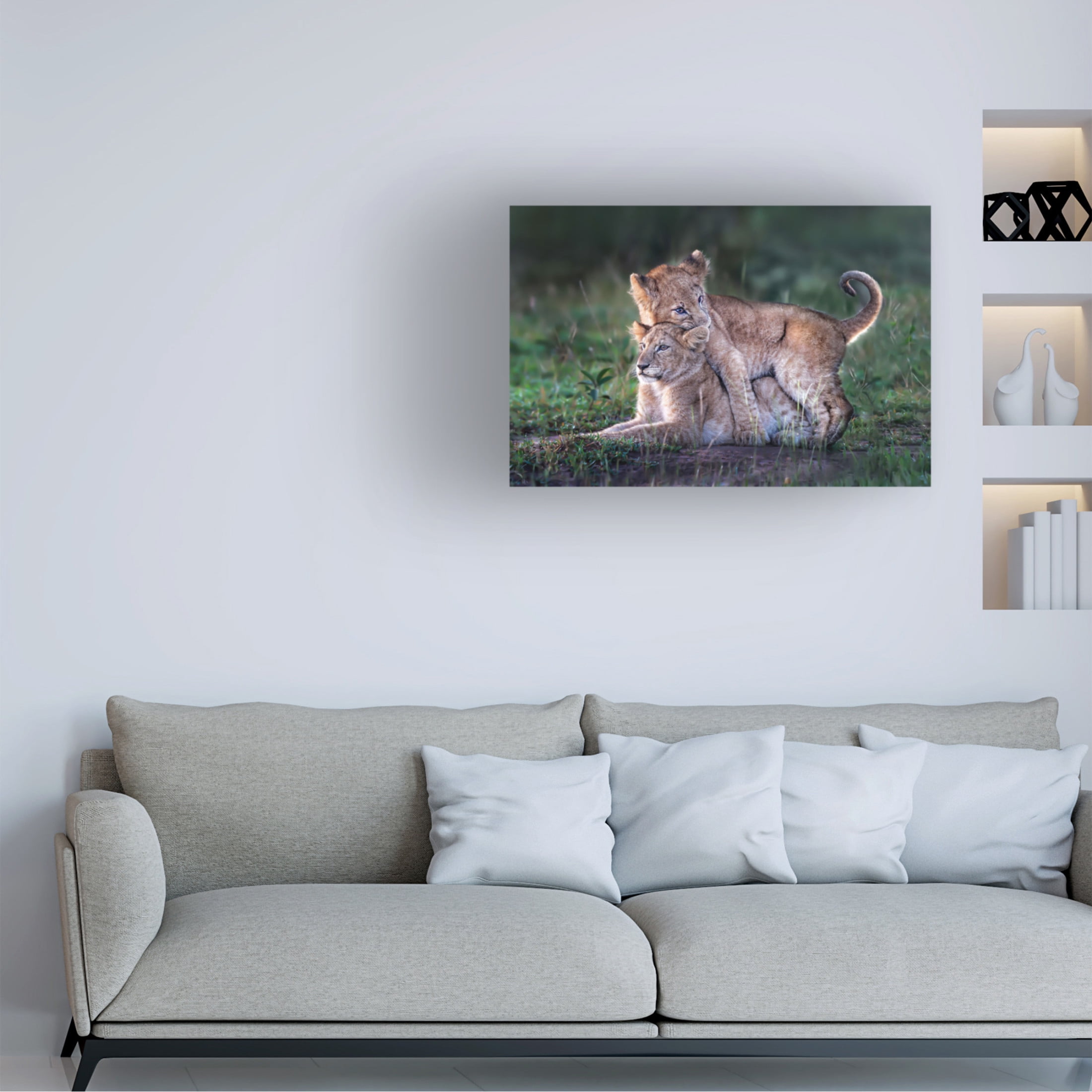 Trademark Fine Art Xavier Ortega Playful lion cubs Canvas Wall Art