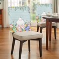 thumbnail image 4 of Easter Bunny Tail Chair Covers Set of 8 Spring Colored Eggs Floral Light Green Wood Grain Chair Back Covers Stretch Removable Washable Slipcovers Protector for Dining Room Kitchen Party Decor, 4 of 9