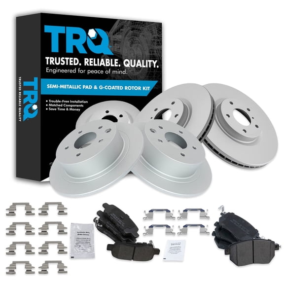 TRQ Posi Metallic Brake Pad & Coated Rotor Front & Rear Kit for Nissan Maxima BKA23225 Fits select: 2005-2006 NISSAN ALTIMA SE/SL/SE-R