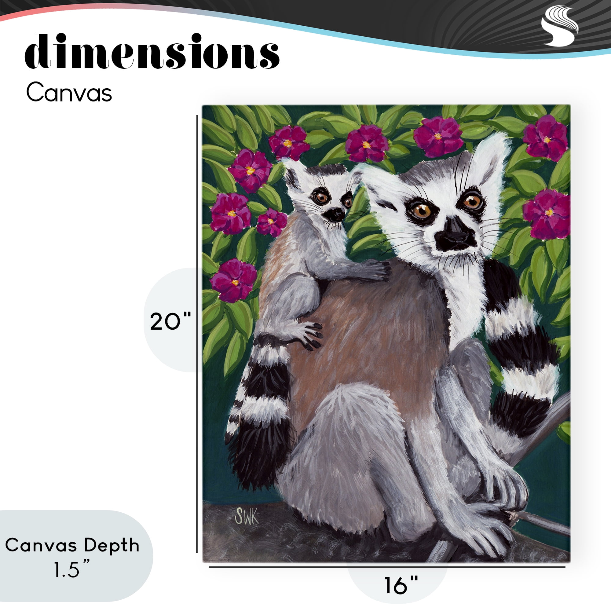 Stupell Industries Ring Tailed Lemur Mama & Baby Canvas Wall Art, design by Sarah Waldron Kimball