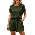 thumbnail image 2 of Enjoytime Shorts Sets Women 2 Piece Outfits Summer Casual Round Neck Short Sleeve Tops with Shorts Matching Set, 2 of 6