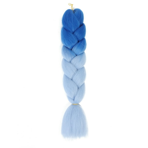 Nvzi Extensiones de cabello para trenzar para mujer, 6 paquetes de 100 g/paquete, 24 pulgadas, cabello sintético resistente al calor para trenzas de ganchillo, color azul a azul claro.