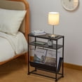thumbnail image 6 of ZEXVIDA Narrow End Table for Small Spaces - Slim Side Table with Magazine Holder,2 in 1 Design Narrow End Table Living Room,Skinny Bedroom Nightstand Thin Side Magazine Table,Grey, 6 of 10