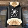 thumbnail image 5 of Yeaiivve Sherpa Lined Sweatshirt for Women Winter Fashion Graphic Hoodies Drawstring Hooded Pullover Outdoor Warm Hoodie Sweatshirts Black XXXL, 5 of 5