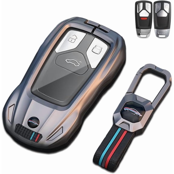 Key Fob Cover Compatible with Fit for Audi A4 Q7 Q5 TT A3 A6 SQ5 R8 S5, Sports Style, Zinc Alloy, Key Fob Case Shell, Keychain Case Holder Protector,1