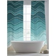thumbnail image 5 of Sheer Curtains 84 Inches Long 2 Panels, Teal Gradient Water Ripple Rod Pocket Curtain Voile Draperies, Summer Beach Ocean Style Light Filtering Window Treatment for Living Room Kitchen Bedroom, 5 of 8
