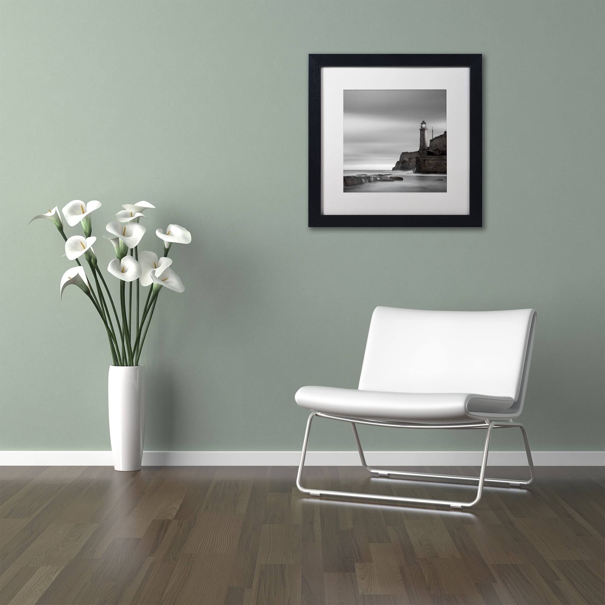 Moises Levy 'Morro Lighthouse' Matted Framed Art