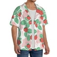 thumbnail image 4 of Honeii 's Strawberry for men's short-sleeved button-up collared shirt featuring a pocket, perfect for beach vacations, and travel adventures., 4 of 5