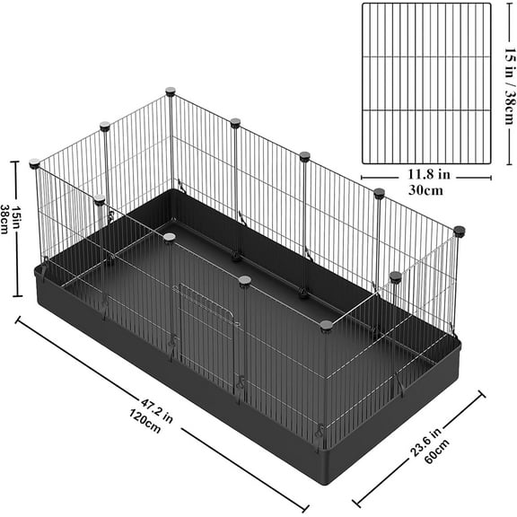 24pcs  Small Animal Pet Playpen with Waterproof Mat, C&C Cage for Puppy Kitten, Rabbit Cage, Portable Metal Wire Yard Fence