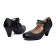 thumbnail image 2 of SACFOF Women's Low Kitten Heel Mary Jane Oxfords Pumps Comfortable Ankle Strap Dress Shoes with Bow, 2 of 6