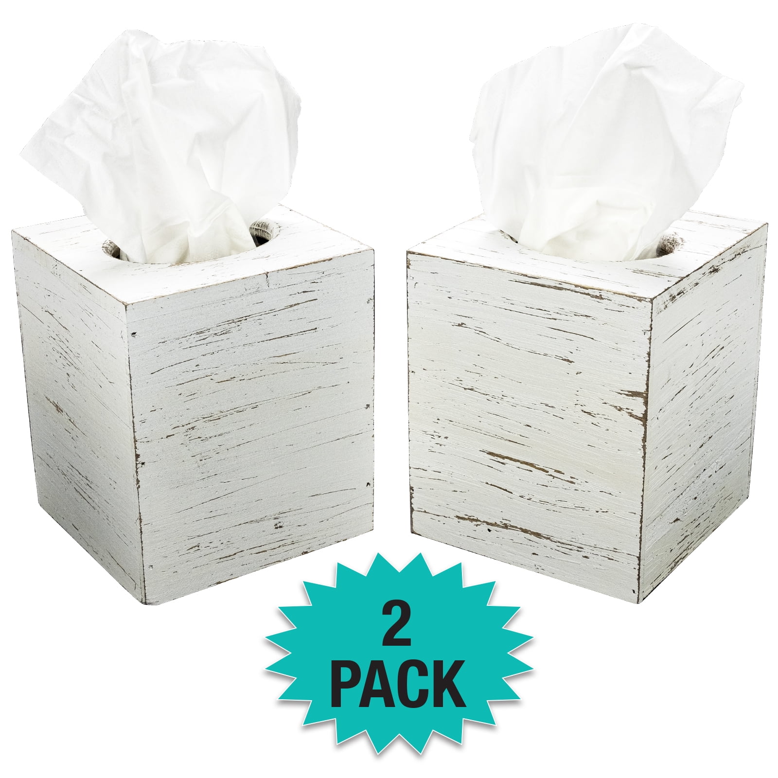 Rustic Torched Barnwood Tissue Box Cover Tissue Cube Box Pack of 2