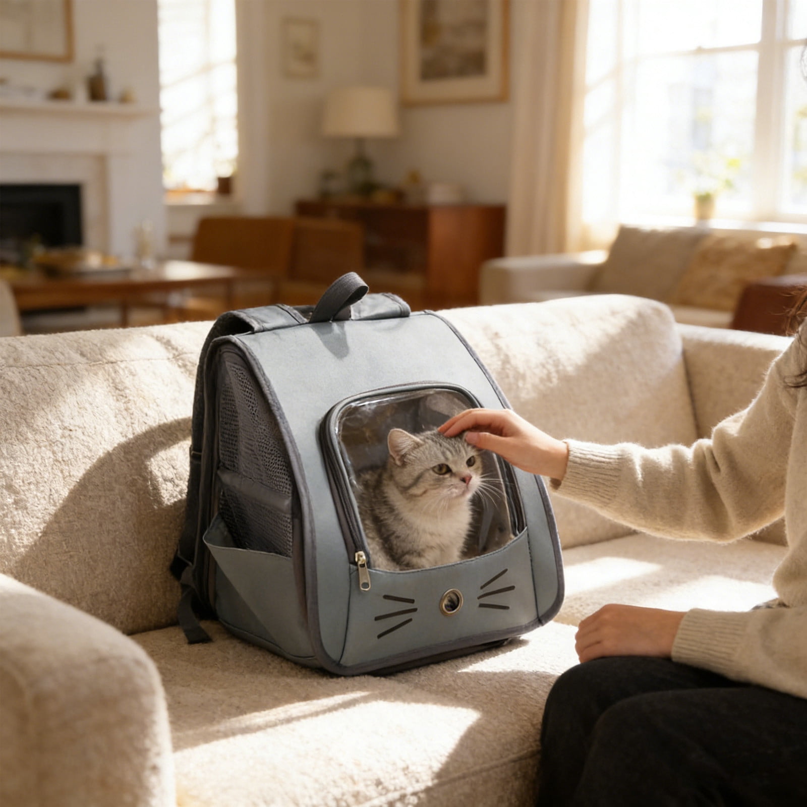Handheld Backpack 2 In 1 Cats Carrier Foldable Pet Backpack for Small Dogs Cats Pet Sling Carrier Suitable for Outdoor Hiking Vet Visits Travel