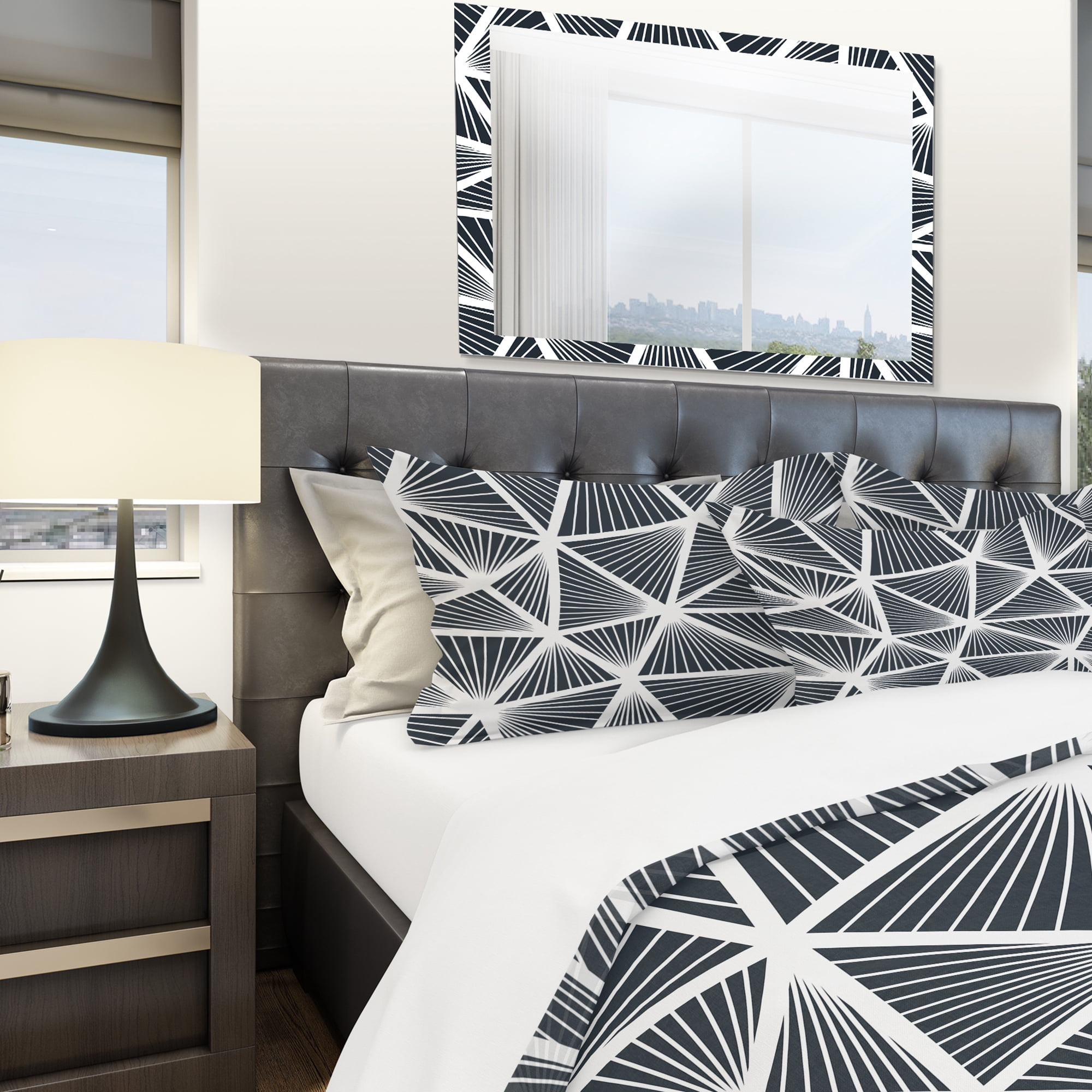Designart 'Black & White Geometric Decorative Pattern' Modern Duvet Cover Set