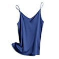 thumbnail image 4 of Samlisa Womens Satin Spaghetti Strap Camisole Tops Trendy Sleeveless Loose Fit Tank Tops Summer V Neck Cami Tshirts Tees Blue XXXL, 4 of 4