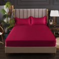 Luxury Satin Fitted Sheet SolidColor Twin Bed, Full SizeIce