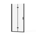 thumbnail image 5 of Demi Bonn 34" x 72" Bifold Shower Door, Walk-In Wet Room Divider, 1/4 inch Thick Clear Tempered Glass Frameless Shower Door, Black, 5 of 8